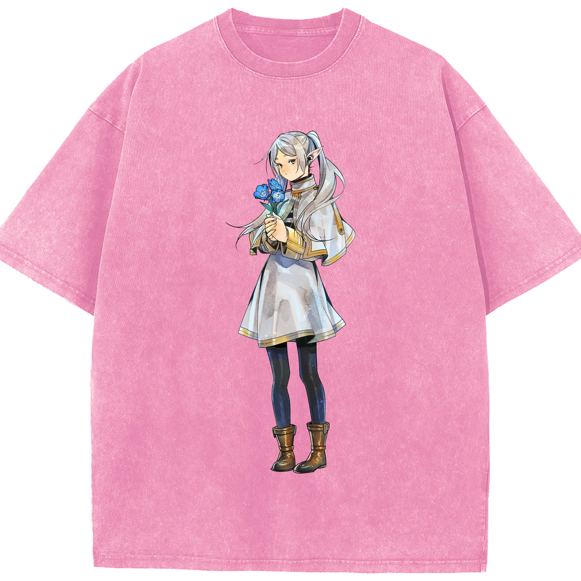 （画像用） 葬送のフリーレン Frieren 綿100% ヴィンテージ風 半袖Tシャツ（フロントプリント）